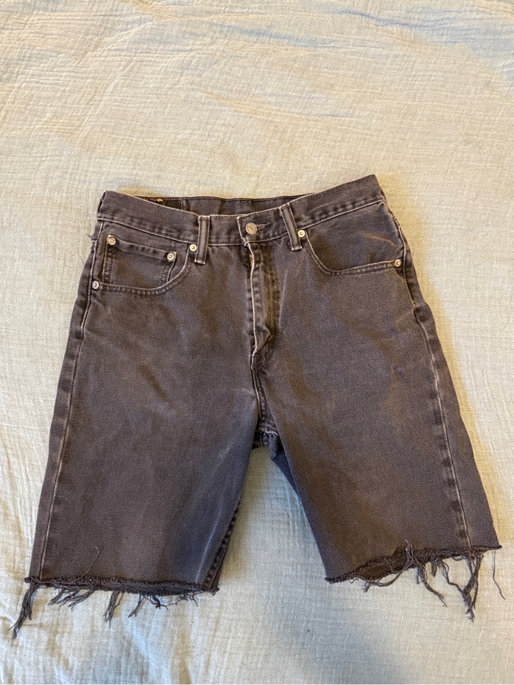 Levi's Vintage Faded Raw-Hem Denim Shorts - see measurements